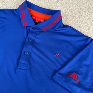REDVANLY Polo Shirt Mens Large Blue Red Striped‎ Collar Performance Golf Top